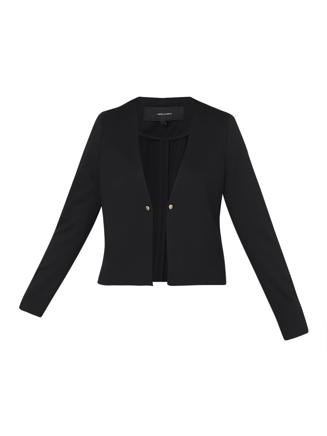 VERO MODA Women Solid Black Polyester Regular Fit Single-Breasted Blazer