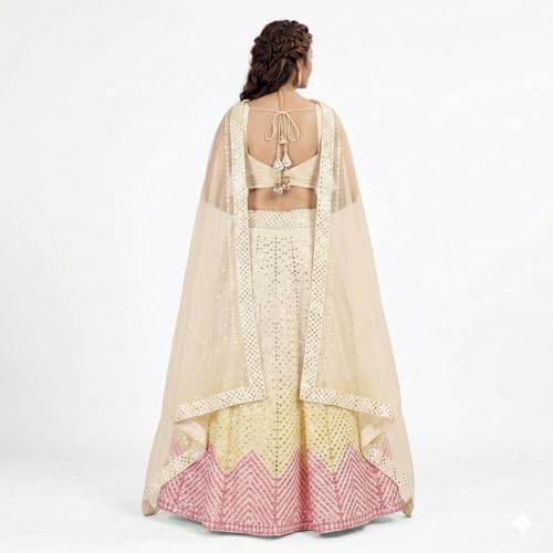 Kuber Enterprise Women's Faux Georgette Embroidery Bridal Lehenga Choli with Net Dupatta |Bridal Wedding Lehenga Choli for women