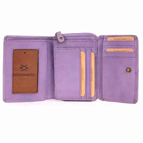 KOMPANERO Genuine Leather Women's Wallet (C-14326-LAVENDER)