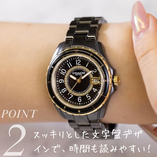 COACH Coach Watch Women's PRESTON Ceramic Quartz Watch Watch Brand, Pink, Bracelet Type