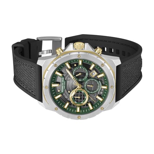 Kenneth Cole Quartz Analog with Green Dial Black Silicone Strap Watch for Men - KCWGO0087603MNW
