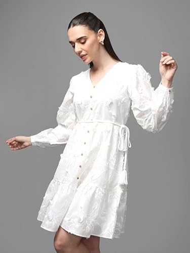 Kazo Regent Mini Dress with Belt (White_XL)