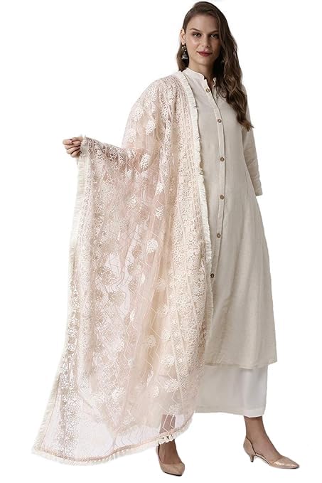 Soch Women Pink Embroidered Dupatta