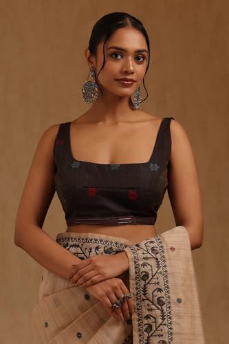 Soch Womens Black Dola Silk Woven Designs Saree
