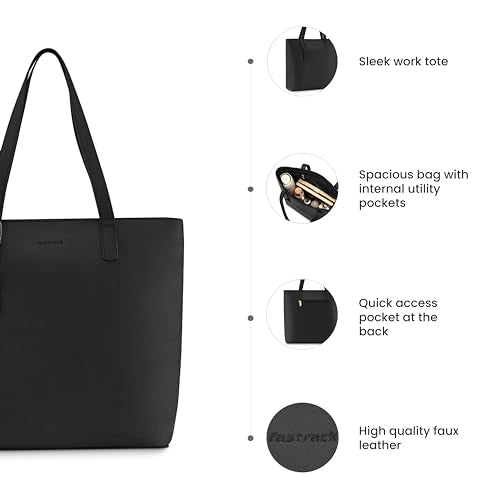 Fastrack Black Textured Work Tote Bag for Women