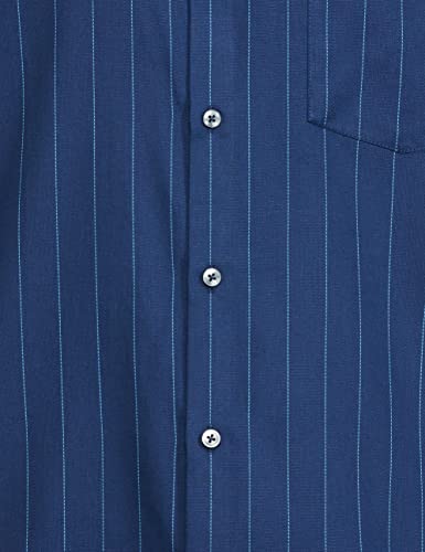 Arrow Men's Striped Full Sleeve Slim Fit Cutaway Collar Cotton Formal Shirt Blue
