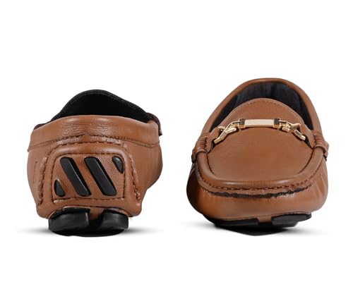 LOUIS STITCH Women’s Tan Premium Slip-On Loafers with Buckle | Elegant Solid Slip-On Comfort Shoes for Casual and Formal Wear | Slip-On Loafer Shoes for Women | LSLD-BLR-HS04-TN | UK-5