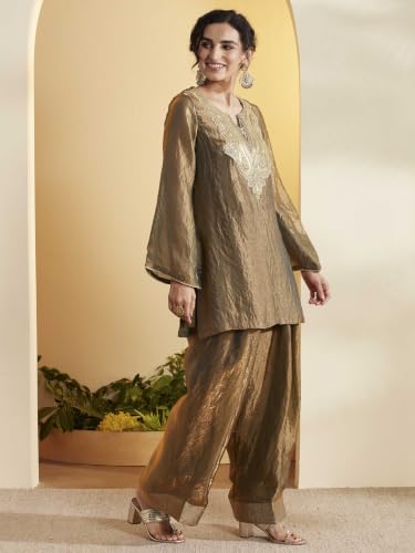 BIBA Polyester Solid Straight Semi-Formal Kurta With Salwar