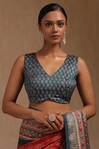 Soch Womens Red Dola Silk Kalamkari Saree With Stud Work