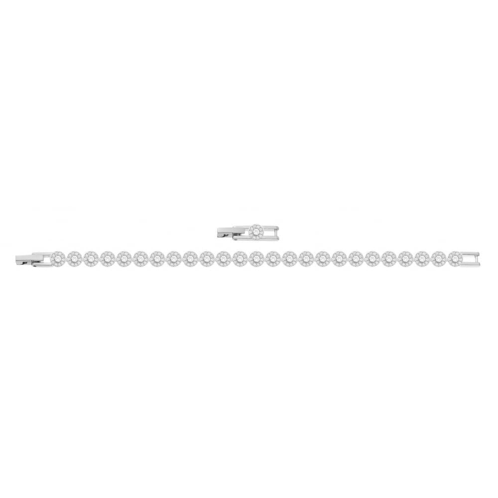 Swarovski Una Angelic bracelet, Round cut, Pavé, Small, White, Rhodium plated