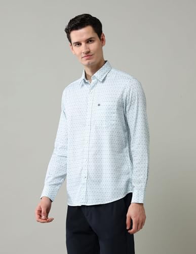 Arrow Sports Men's Geometric Slim Fit Shirt (ASAJSH1779_Light Blue