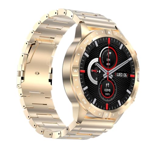 URJIX® Smart Watch 1.43-inch Screen Display Wrist Watch for Running Cycling Student Gold Steel Strap