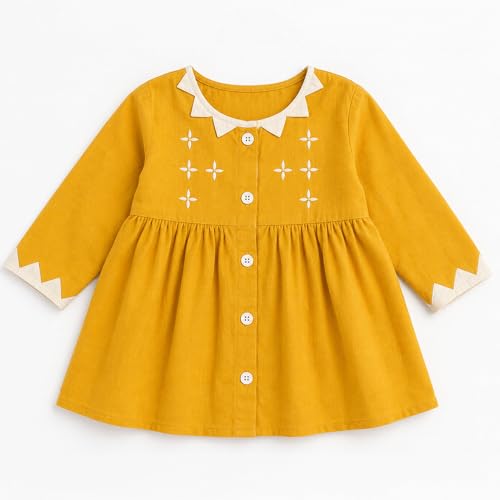 LITTLE GINNIE Kurta Set for Kids Girls 0-3 Months, Cotton, Ethnic Wear For Baby Girl - Mustard