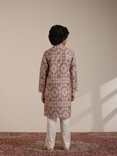 Manyavar Blended Viscose Digital Print Kurta Pyjama Set for Child(8-10 years)
