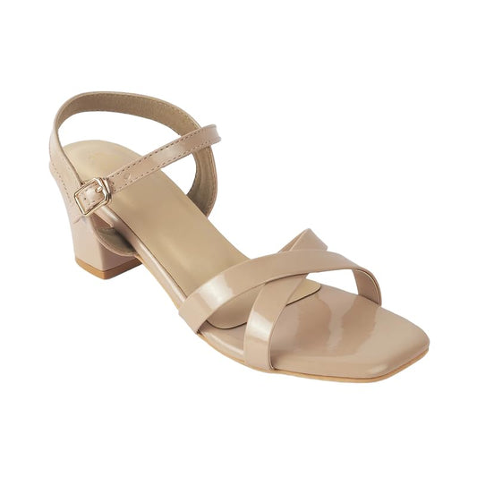 tresmode Roc Women's Beige Dress Block Heel Sandals in Size 3 UK / 36 EU