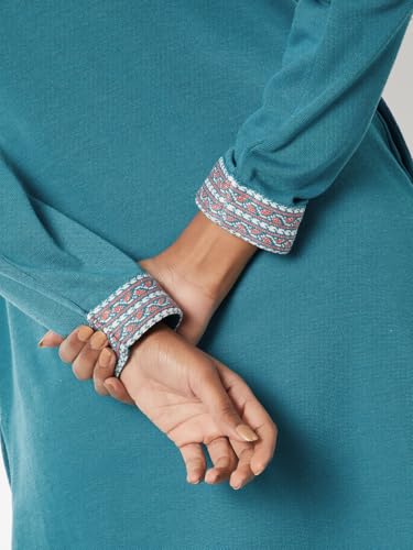 Max Women Knit Straight Winter Kurta (Blue_S)
