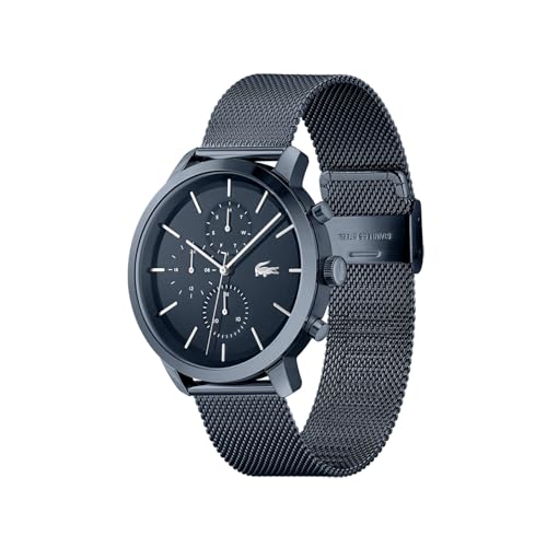 Lacoste Replay Qtz Multifunction Blue Round Dial Men's Watch|Ionic Plated Dark Blue Steel Material|Multi Color Band - 2011196