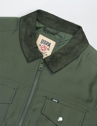 U.S. Polo Assn. Denim Co. Men's Solid Regular Fit Jacket (UDJCKS010_Olive_XL)