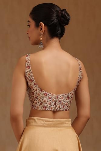 Soch Womens Cream Art Silk Floral Print Padded Blouse