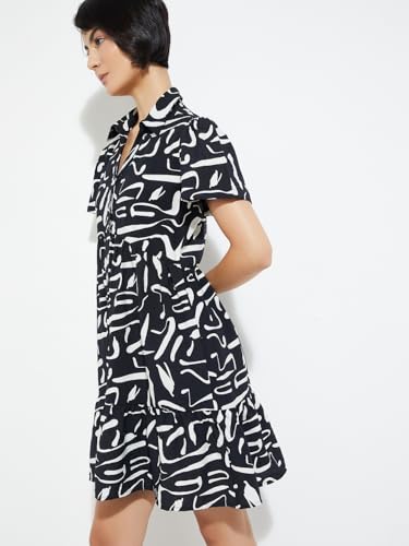 Max Women's Nylon A-Line Below The Knee Dress (PA25DRS11_Black