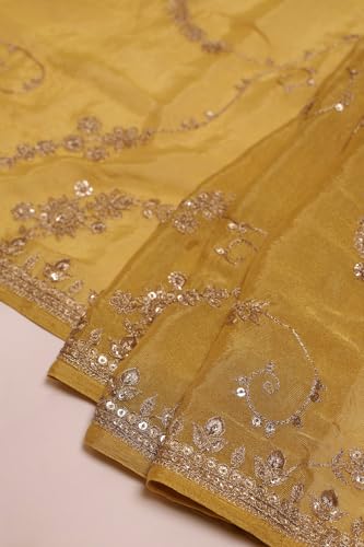 Soch Womens Mustard Tissue Embroidered Suit Set With Zari
