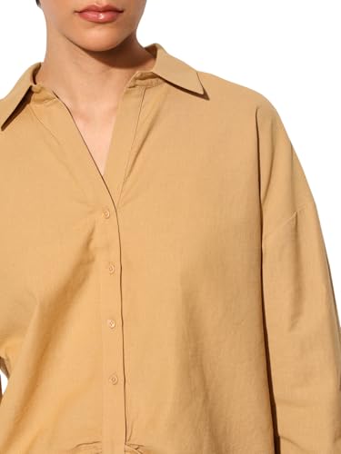 ONLY Women Regular Fit Brown Shirt