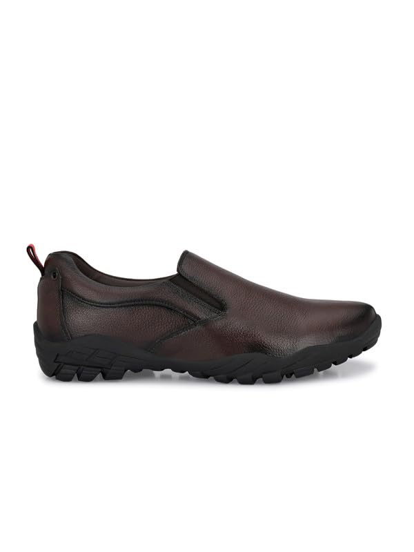 HITZ Men's Brown Leather Slip-On Formal Shoes - UK 8