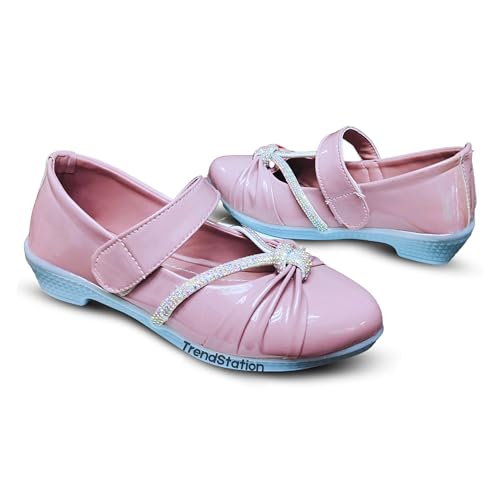 TrendStation Girls' Embellished Slip-on Diamond Glittery Flats Welcro Bellies.| DMND-2| (Onion 1, UK Footwear Size System, Toddler, Numeric, Medium, 1)
