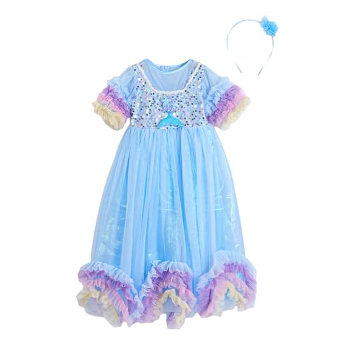 Hopscotch Girls Blue Short Sleeves Sequined Ruffled Gown for Age (12-24 Months)