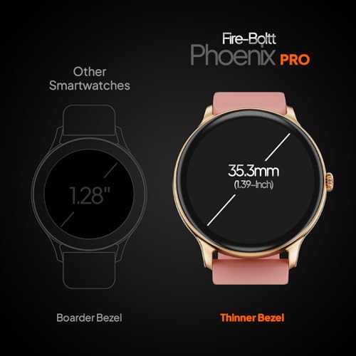 Fire-Boltt Phoenix Pro Smart Watch 1.39 inch Bluetooth Calling, AI Voice Assistant, Metal Body with 120+ Sports Modes, SpO2, Heart Rate Monitoring (Gold Pink)