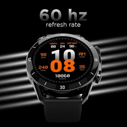 Fire-Boltt Legacy Luxury Round Smart Watch 1.43″ Super AMOLED, Bluetooth Calling, Wireless Charging, Voice Assistant, SPO₂ & Heart Rate Monitor, 110+ Sports Modes, Smart Watch for Men & Women - Black