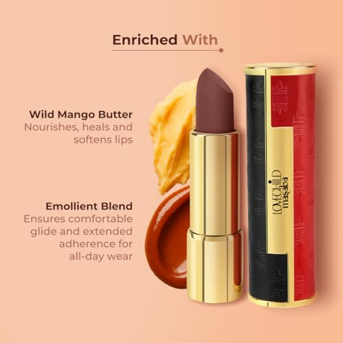 LoveChild Masaba Statement Matte Lipstick, ASAP (Dark Brown), Smooth Glide, Bold Matte Finish, Long-Lasting Lipsticks With Mango Butter Nourishing and Intense Color Payoff, Lightweight, 4g