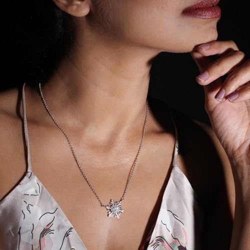 GIVA 925 Silver Snowflake Necklace| Necklace to Gift Women & Girls | With Certificate of Authenticity and 925 Stamp | 6 Months Warranty