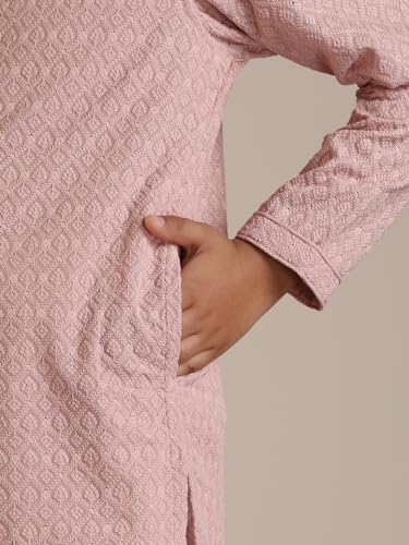 Manyavar Blended Cotton Thread Work Kurta Pyjama Set for Child(4-5 years)