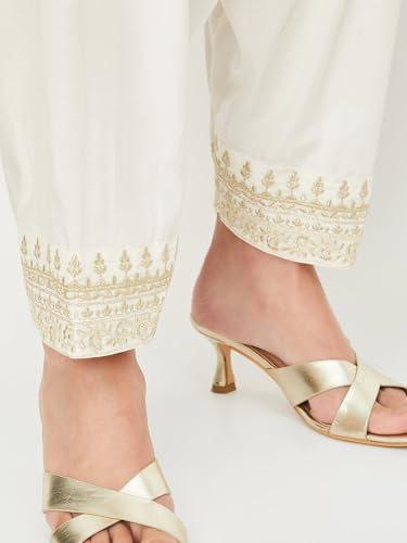 Max Women's Georgette Kurta Set (EXST44045_Off White_XL