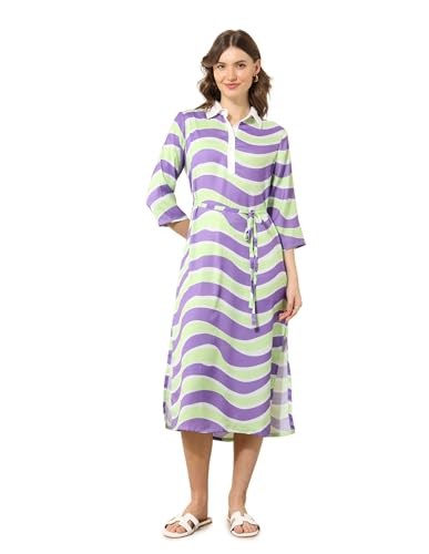 U.S. POLO ASSN. Women's Polyester Shirt Midi Dress (UWSS25DRS158 Multicolor