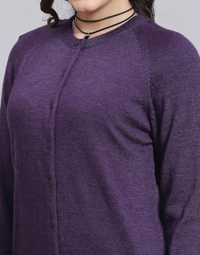 Monte Carlo Womens Pure Wool Solid Sweater (1230708Rn-2452-44, Purple Mix, 3XL)