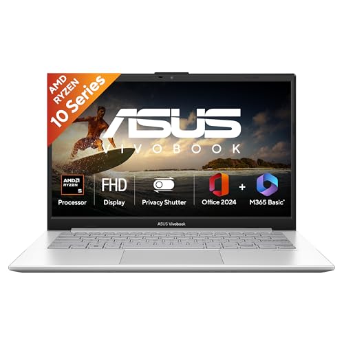 ASUS Vivobook Go 14 (2026),AMD Ryzen 5 40, AMD Radeon iGPU,16GB RAM,512GB SSD,FHD, 14"(35.5 cm),Windows 11 Home,M365 Basic(1 Year)* Office 2024,Cool Silver,1.38 Kg,E1404FA-EB1226WS,Thin & Light Laptop