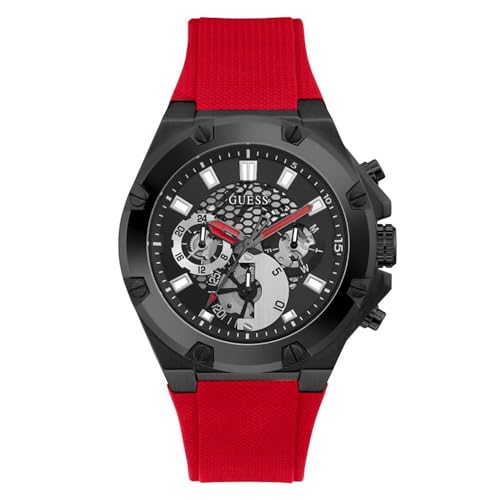 GUESS Silicone Sport Watch, Red/Black/Black, Classic