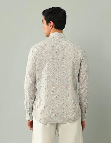 Arrow Sports Men's Floral Slim Fit Shirt (ASAJSH1669_Beige