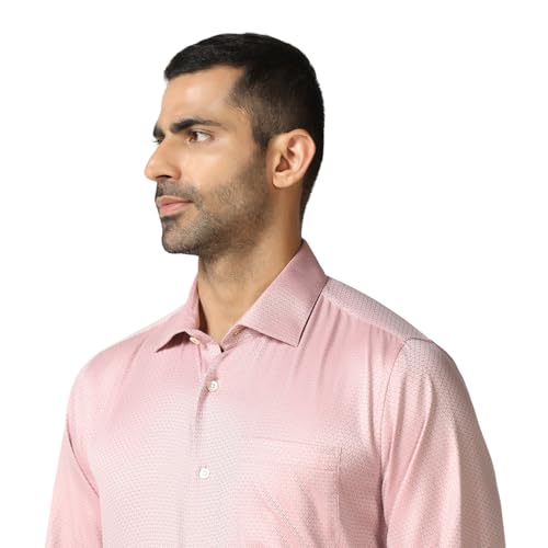 blackberrys Men Pink Luxe India Slim Fit Shirt | Soft Pink Solid Shirt with Full Sleeves, Tailored Profile and Refined Professional Styling | Size 39