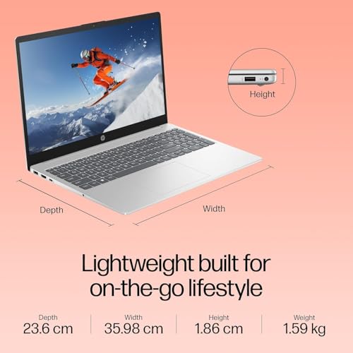 HP 15 (2026) Business Laptop with Copilot Key – AMD Ryzen 3 7335U Quad Core, 8GB RAM, 512GB SSD, 15.6" FHD Display, Windows 11 Pro, Thin & Light, Turbo Silver 1.5 Kg