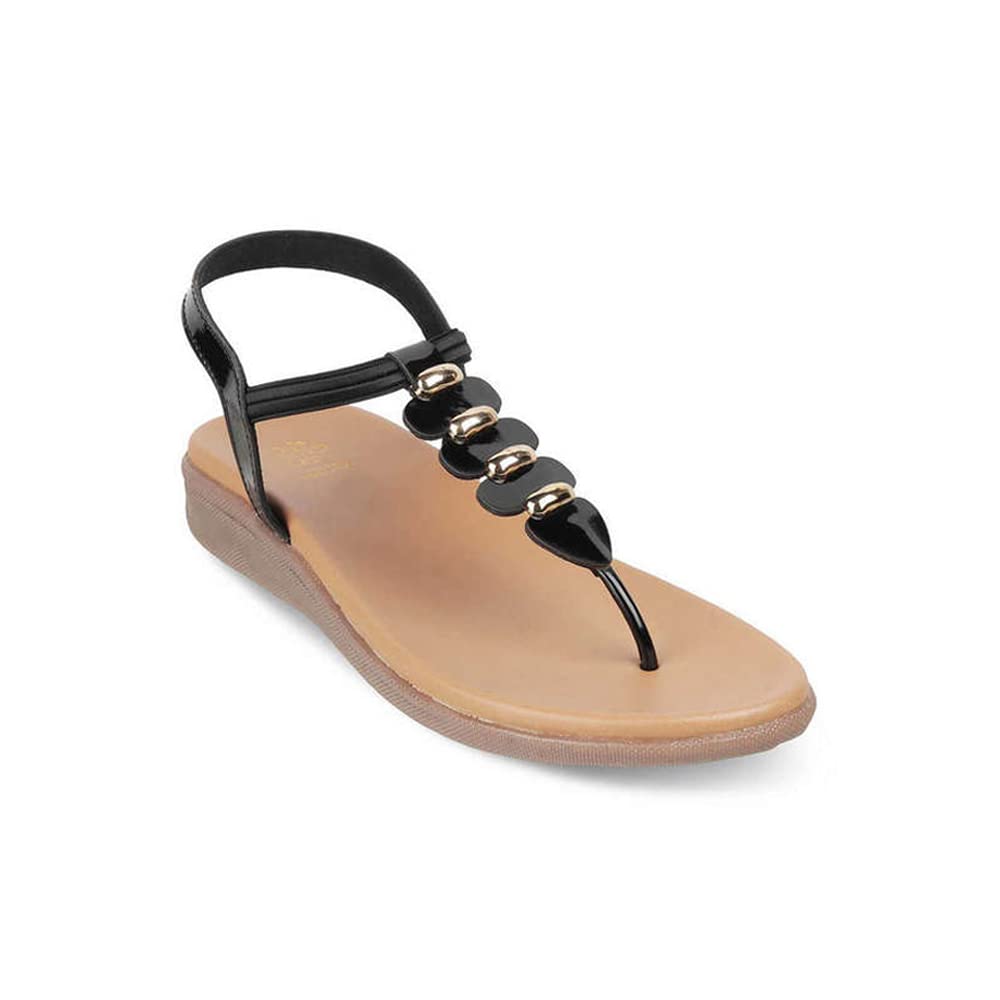 tresmode 229-VELENCIA BLACK WOMEN CASUAL FLAT SANDALS EU/37 UK/4