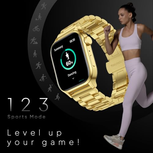 Fire-Boltt Rise Luxe Bluetooth Calling Smart Watch, 1.85”HD Display, AI Outfit Watch Face, 2 Looks in 1 Watch, Extra Straps at ₹99, 120+ Sports Modes, Metal Smartwatch for Men & Women (Gold)
