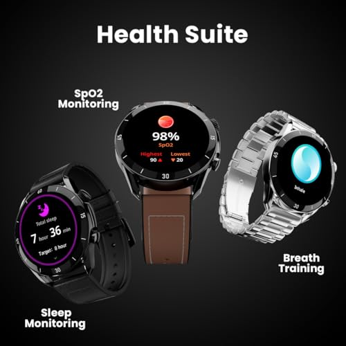 Fire-Boltt Legacy Luxury Round Smart Watch 1.43″ Super AMOLED,Bluetooth Calling,Wireless Charging,Voice Assistant,SpO₂ & Heart Rate Monitor,110+ Sports Modes,Metal Smart Watch for Men & Women - Silver