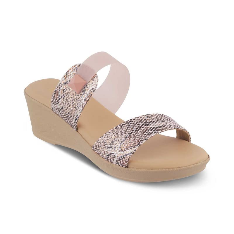 tresmode 239-CHIOS PINK WOMEN DRESS WEDGE SANDALS EU/38 UK/5