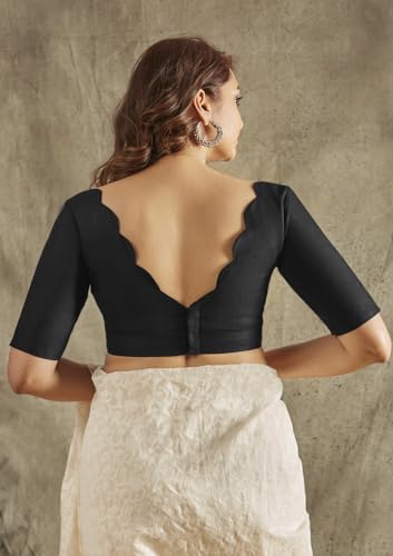 S SALWAR STUDIO Black Scallop Neck Blouse_RI-0066-BLCK-38