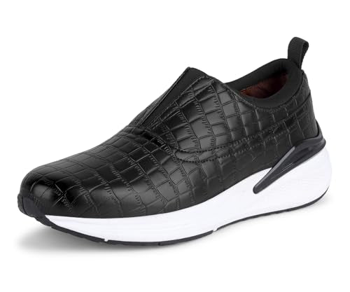 LOUIS STITCH Men's Sneakers Shoes Casual Sneaker for Men Patina Finish Cushion Sole Breathable Inner-Black (CCELJB) (Size- 6UK)