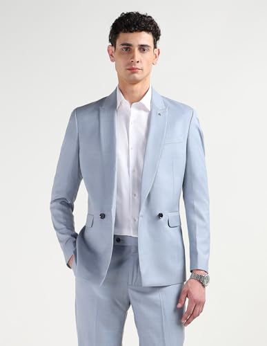 Arrow Men's Self Design Tailored Fit Suit (ARAJSU5571_Blue_36)