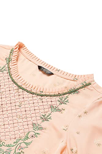 Aurelia Rayon Women's Pink Embroidered Dress with Green Kurta Set_22Aud10483-503988_L